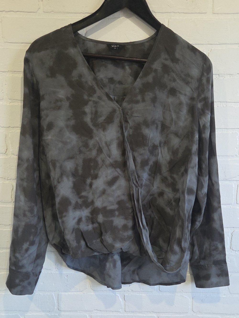 Rails Gray Tie-Dye Wrap Blouse